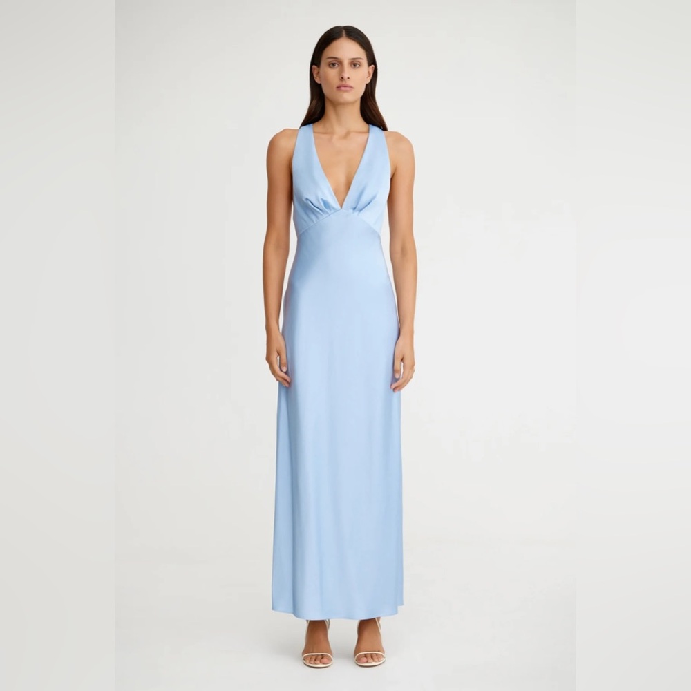 Significant Other LUCILE BIAS MAXI DRESS in ice blue satin